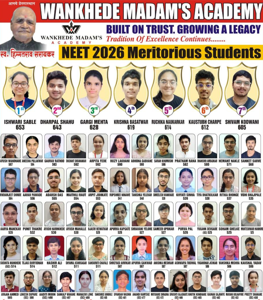>NEET 2026 Meritorious Students